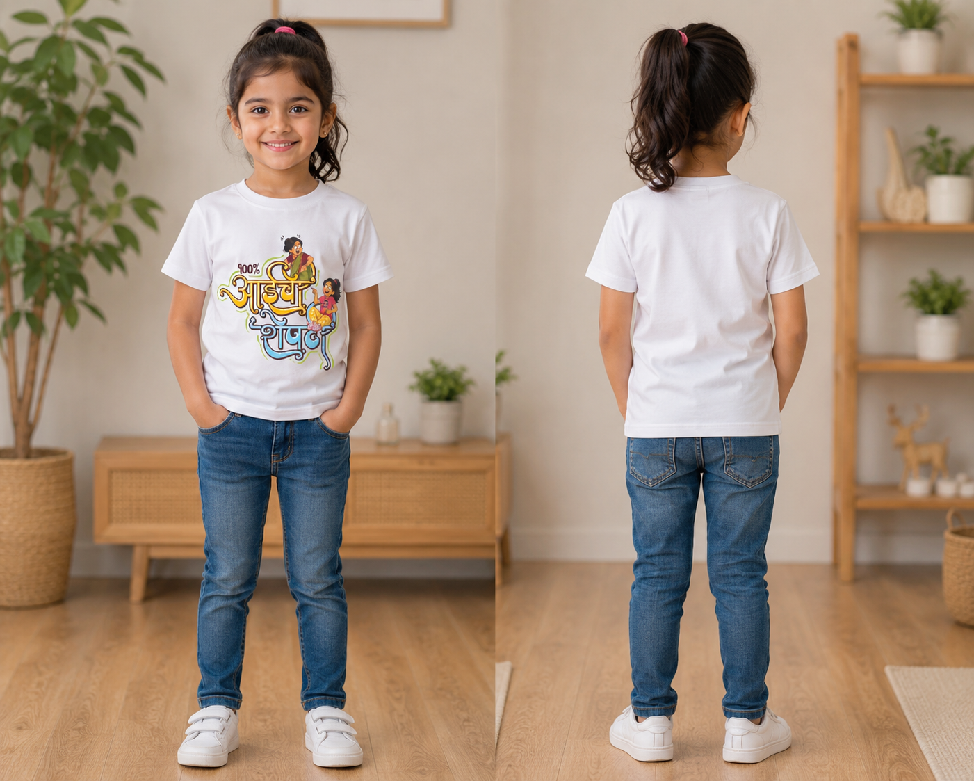 100% आईची शेपटी Kids T-Shirt | Marathi Printed | 100% Cotton Bio Wash