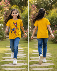 Rainbow Bambi Deer Printed Kids Cotton T-Shirt | Premium Bio Wash | Half Sleeve Round Neck