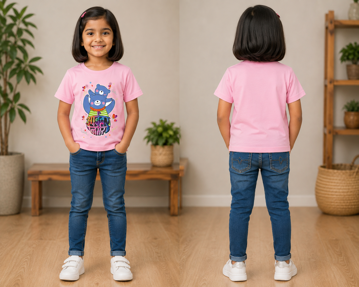 आईवर निर्भर | Marathi Caption Kids T-Shirt | 100% Cotton Bio Wash | Soft & Comfortable