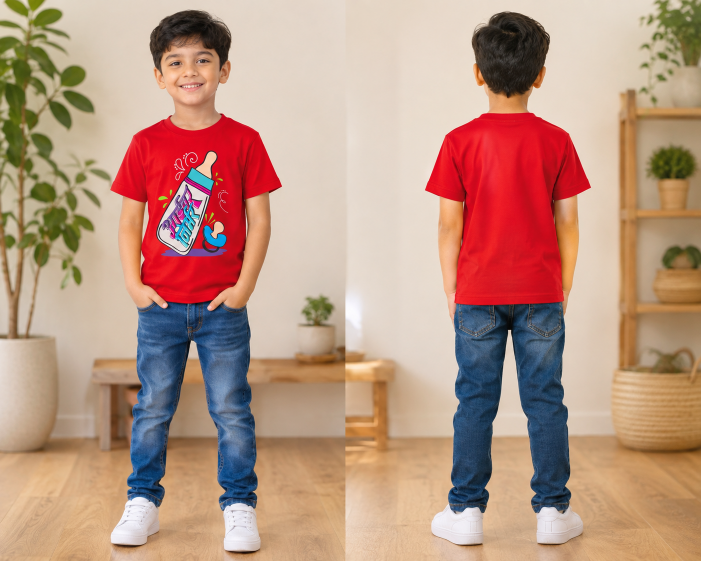 आईवर निर्भर | Marathi Caption Kids T-Shirt | 100% Cotton Bio Wash | Soft & Comfortable
